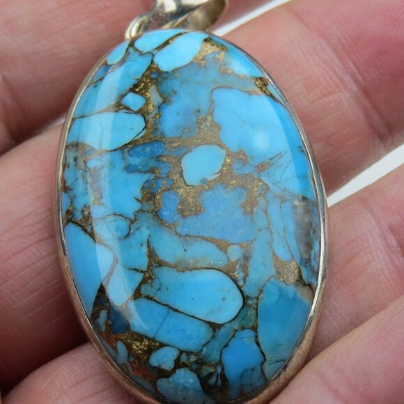 $300Copper Turquoise Sterling Silver Pendent